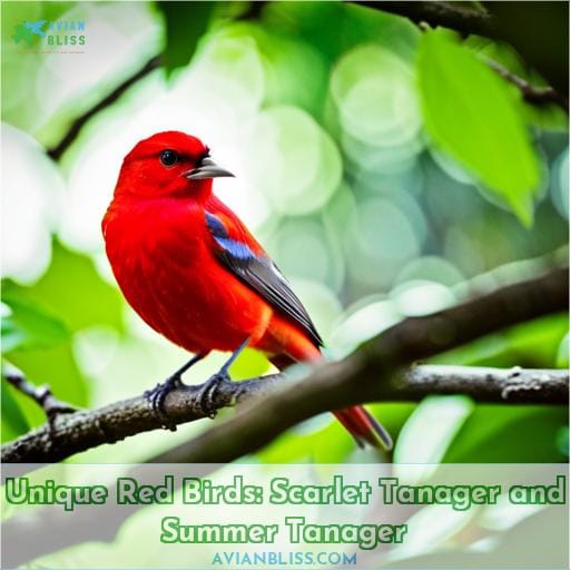 Unique Red Birds: Scarlet Tanager and Summer Tanager