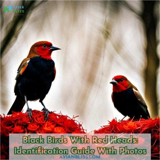 black birds with red head