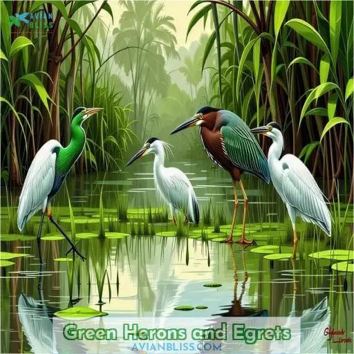 Green Herons and Egrets