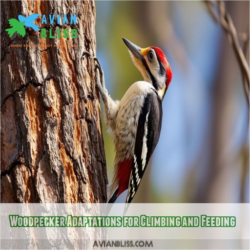Woodpecker Adaptations for Climbing and Feeding