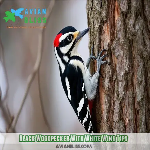 Black Woodpecker With White Wing Tips