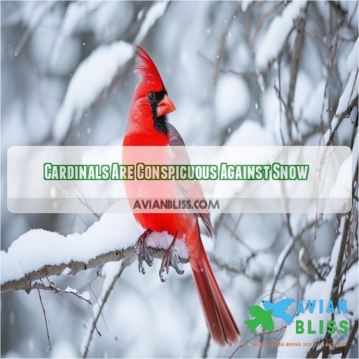 Cardinals Are Conspicuous Against Snow