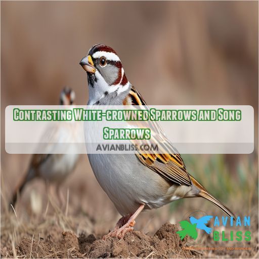 Contrasting White-crowned Sparrows and Song Sparrows