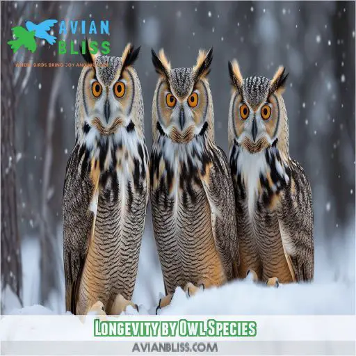 Longevity by Owl Species