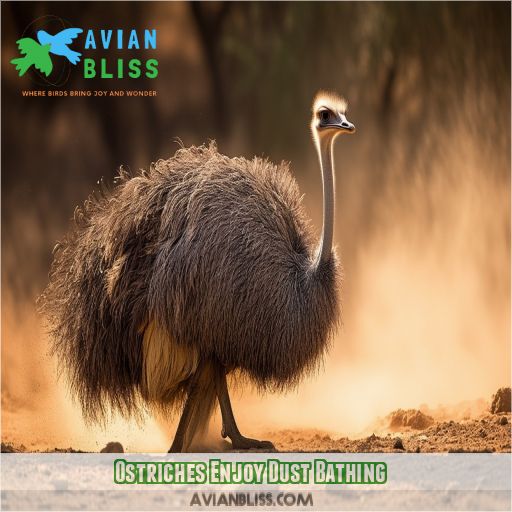 Ostriches Enjoy Dust Bathing