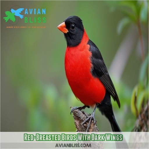 Red-Breasted Birds With Dark Wings