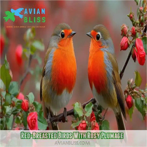 Red-Breasted Birds With Rosy Plumage