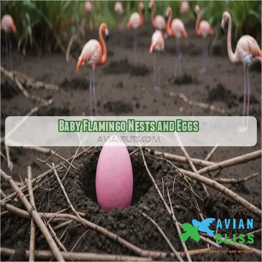 Baby Flamingo Nests and Eggs