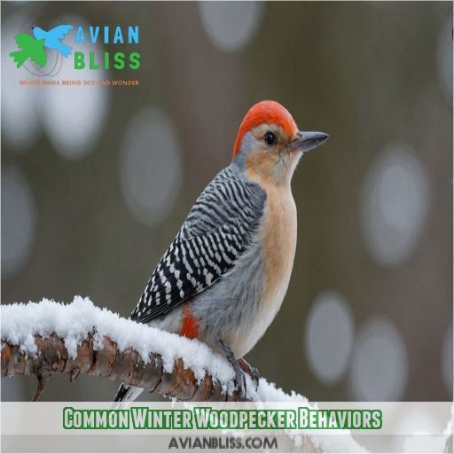 Common Winter Woodpecker Behaviors