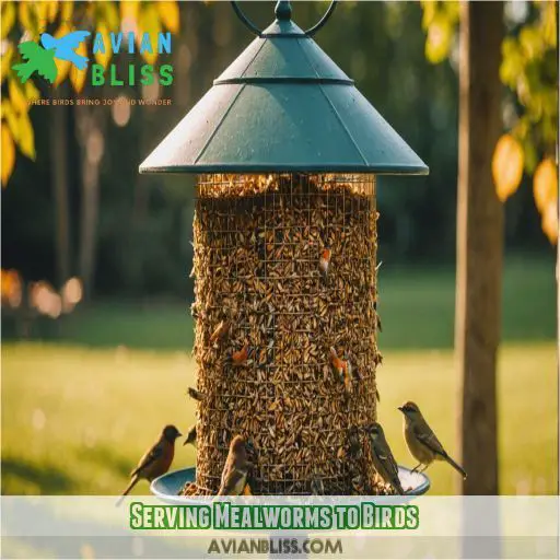 Serving Mealworms to Birds