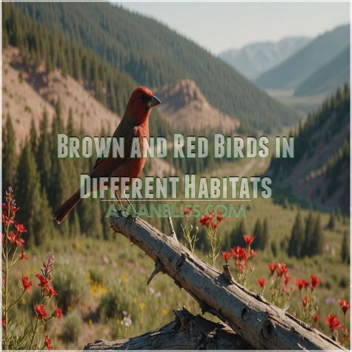 Brown and Red Birds in Different Habitats