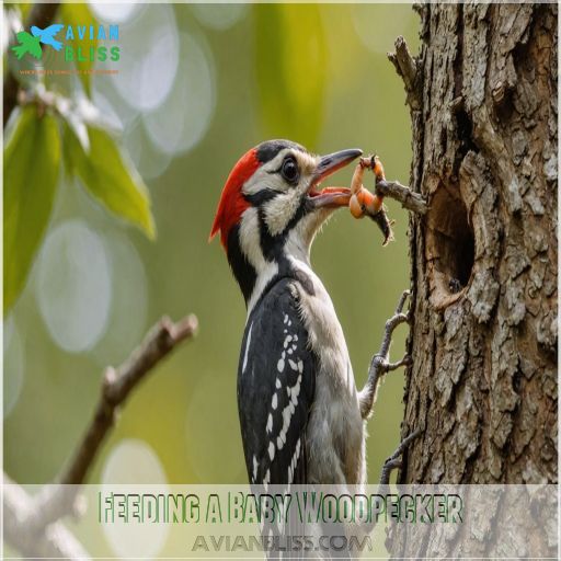 Feeding a Baby Woodpecker