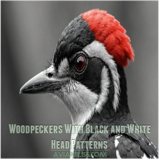 Woodpeckers With Black and White Head Patterns