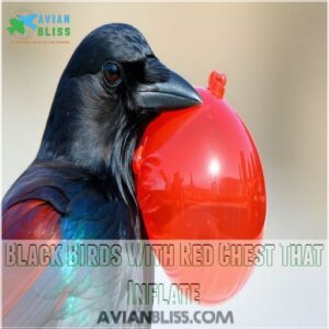 Black Birds With Red Chest That Inflate