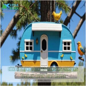 Exhart Hand Painted Hanging Camping Trailer Resin Bird House