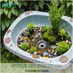 Upcycled Bird Baths for Kids