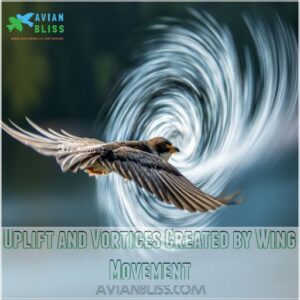 Uplift and Vortices Created by Wing Movement