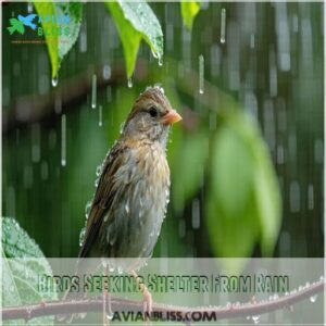 Birds Seeking Shelter From Rain