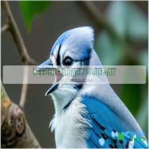 Feeding a Baby Blue Jay