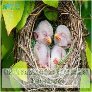 Nest Appearance With Growing Baby Hummingbirds