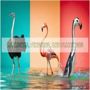 Ostriches, Penguins, and Flamingos