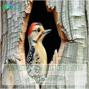 Woodpeckers and Their Tree Trunk Roosts