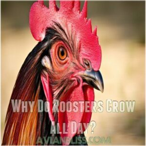 why do roosters crow all day