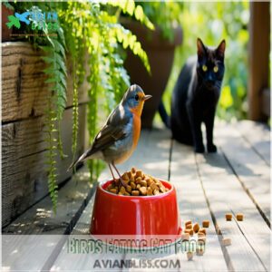 Birds Eating Cat Food