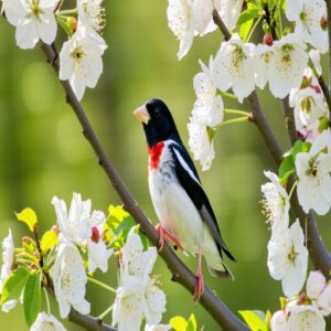 black birds with red chest