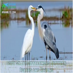 Body Shape Differences Between Egrets and Herons