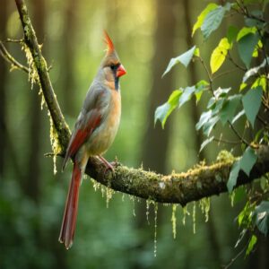 Duller Reddish-Brown Plumage of Female Cardinals