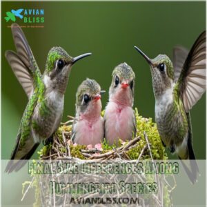 Final Size Differences Among Hummingbird Species