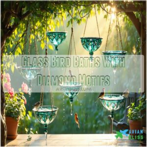 Glass Bird Baths With Diamond Motifs