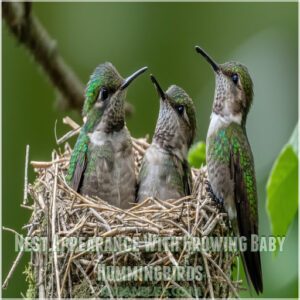 Nest Appearance With Growing Baby Hummingbirds