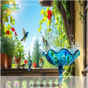 Painted Glass Bird Baths