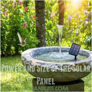 Power and Size of The Solar Panel