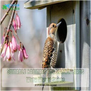 Suitable Habitats for Brown Birds With White Spots