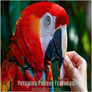 Preening Parrot Feathers