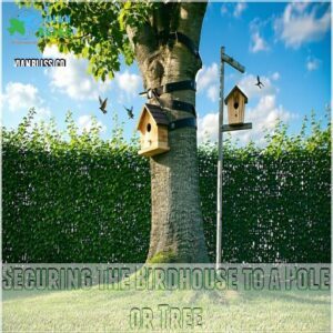 Securing The Birdhouse to a Pole or Tree