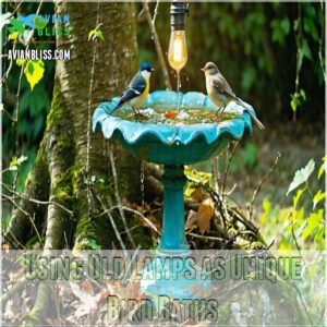 Using Old Lamps as Unique Bird Baths