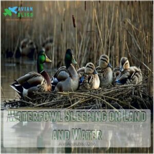 Waterfowl Sleeping on Land and Water