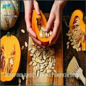 Scooping and Cleaning Pumpkin Seeds