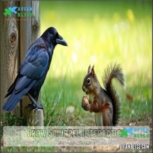 Crow Squirrel Interaction