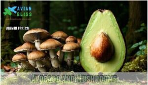 avocado and mushrooms