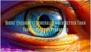 birds' eyesight is generally much better than that of other vertebrates
