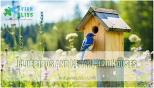bluebirds and cedar bird houses