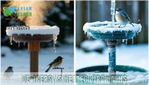 de-icers vs heated bird baths