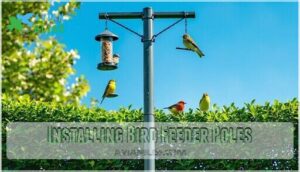 installing bird feeder poles