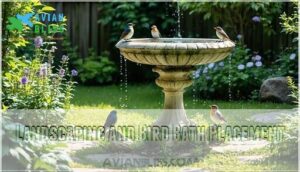 landscaping and bird bath placement