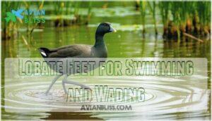lobate feet for swimming and wading
